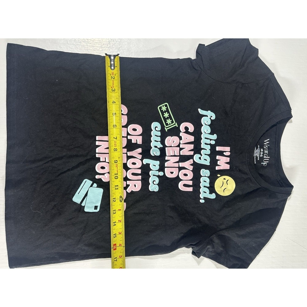 Wound Up Feeling Sad Black Funny Slogan Graphic Tee Womens T-Shirt XS 0 - 2 - Picture 5 of 6